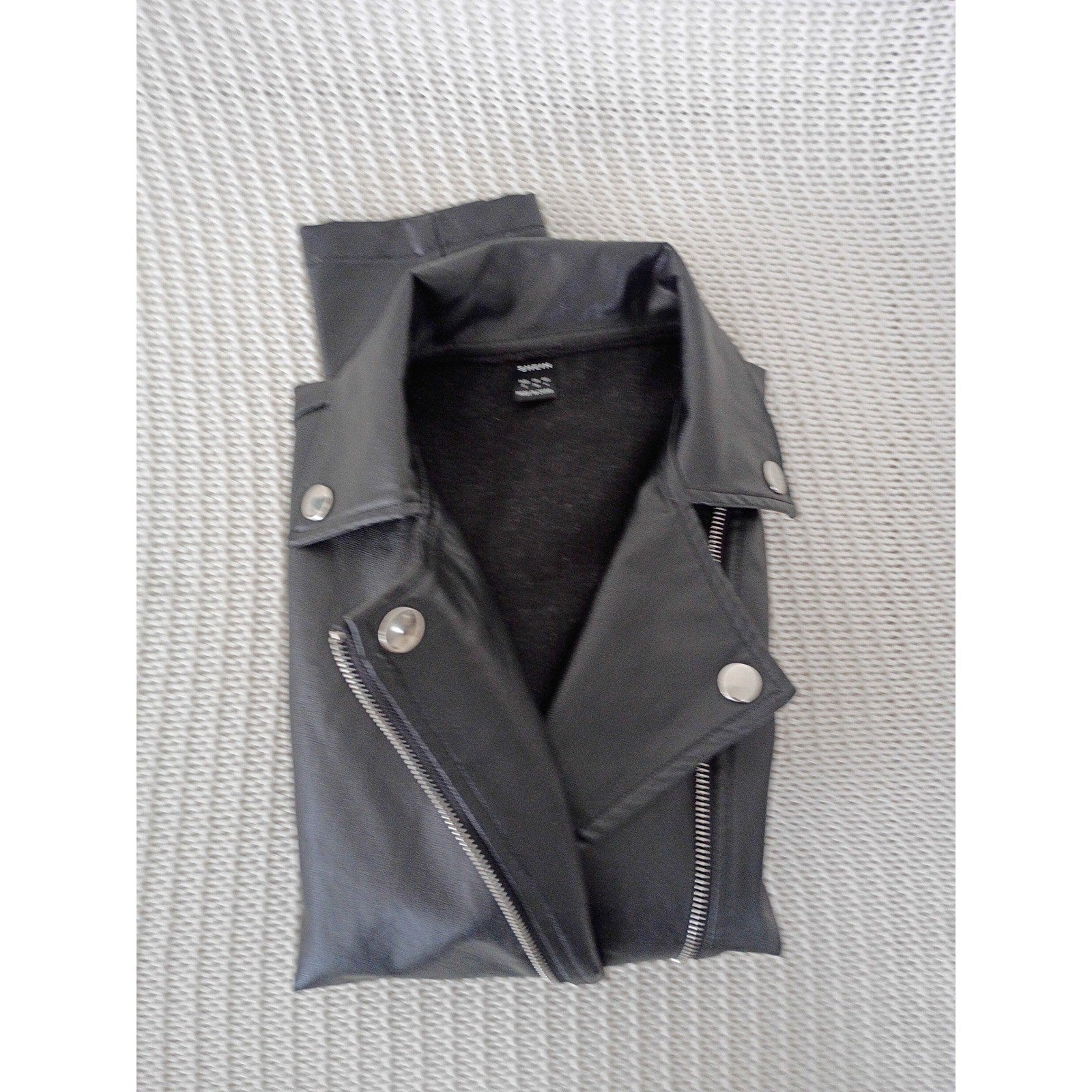 SHEIN Moto Jacket S Black Faux Leather Asymmetrical Zip Biker Goth Luxe Coat