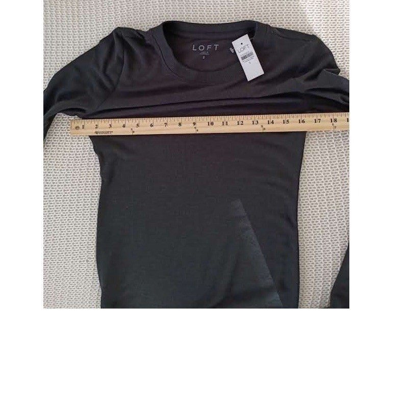 LOFT NWT Ribbed Sweater Knit Top Charcoal Gray Crew Neck Long Sleeve Small