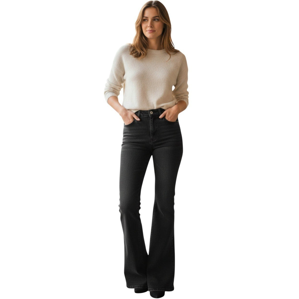 Topshop Jamie Bootcut Jeans Washed Black High Rise Denim 26x30 NWOT