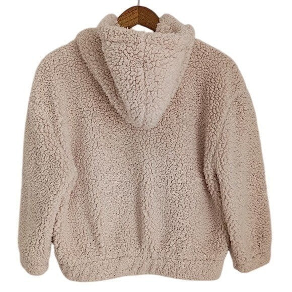 GAP Cream Soft Sherpa Fleece Zip Up Hoodie Cozy Loungewear Jacket Warm Small