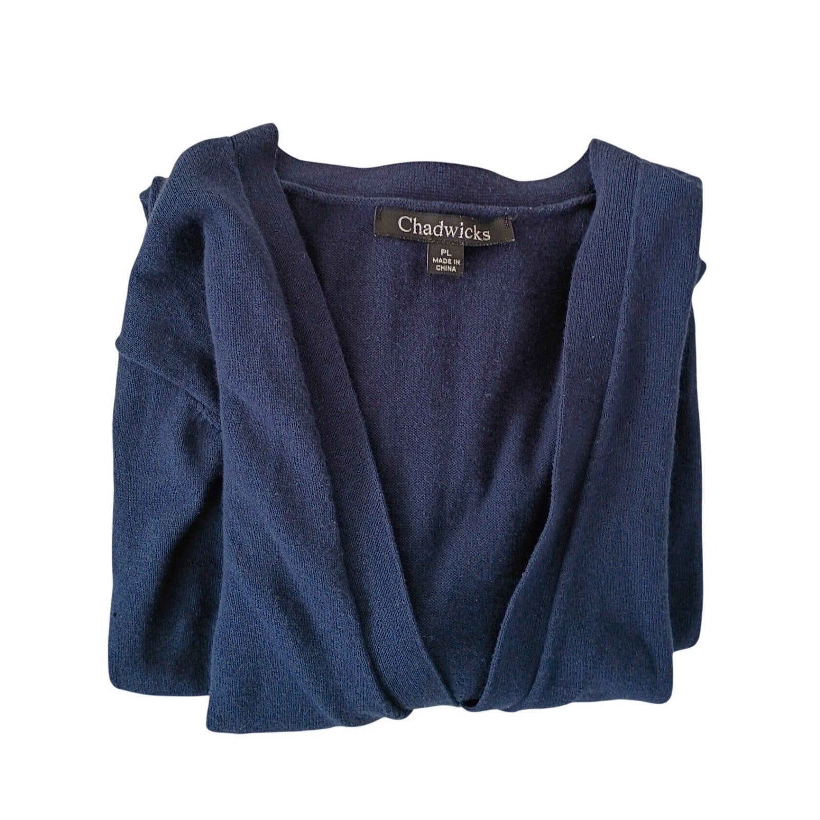CHADWICKS 100% Cozy Casual Cotton Navy Blue Button Front Cardigan Size L