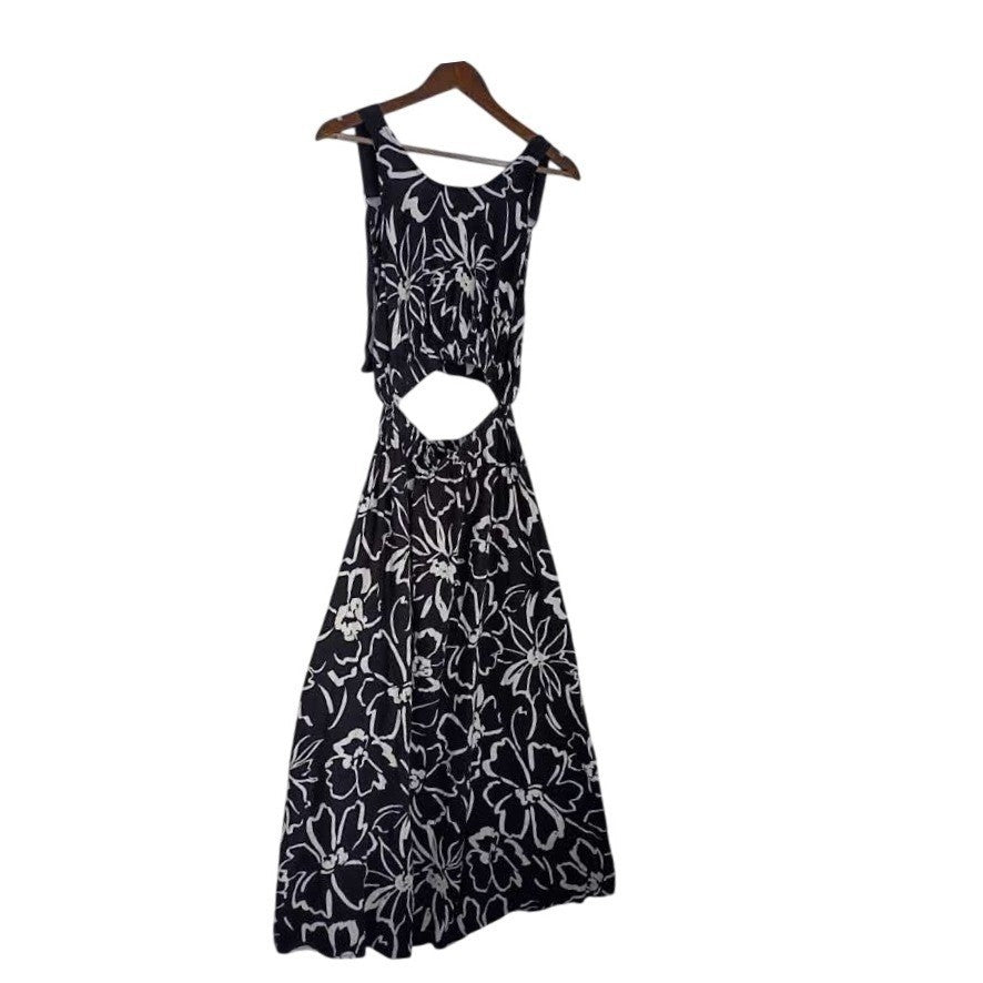 ASOS DESIGN Tall Black White Floral Cutout Maxi Dress Fits S Slveless Summer