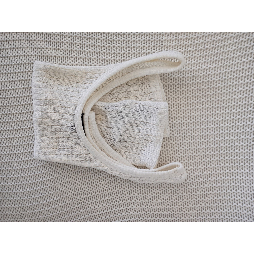 Massimo Dutti Cream Ribbed Mesh Knit Tank Top Scoop Neck Cotton Minimalist S
