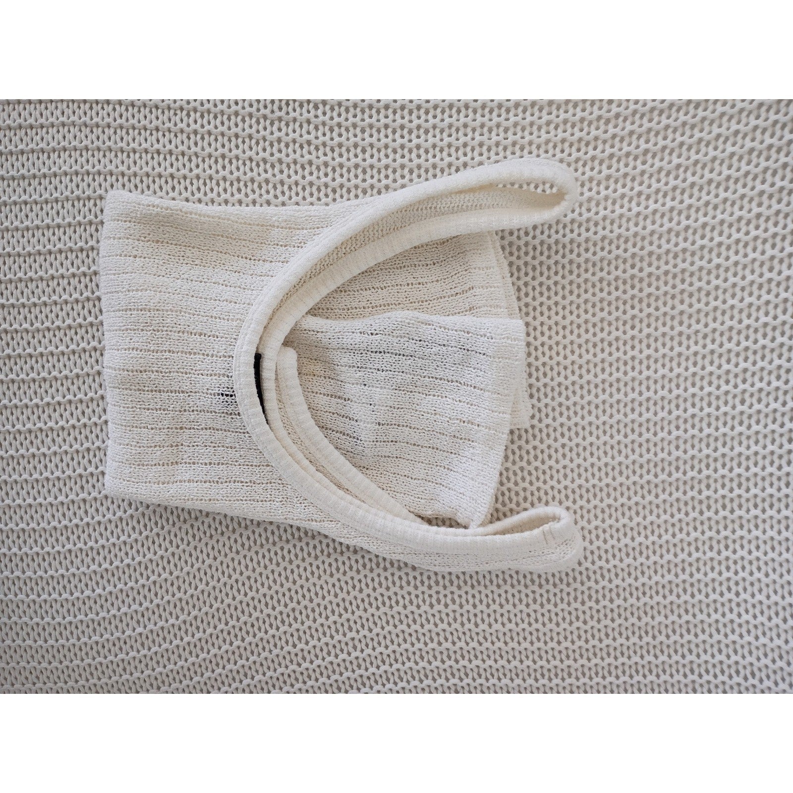 Massimo Dutti Cream Ribbed Mesh Knit Tank Top Scoop Neck Cotton Minimalist S