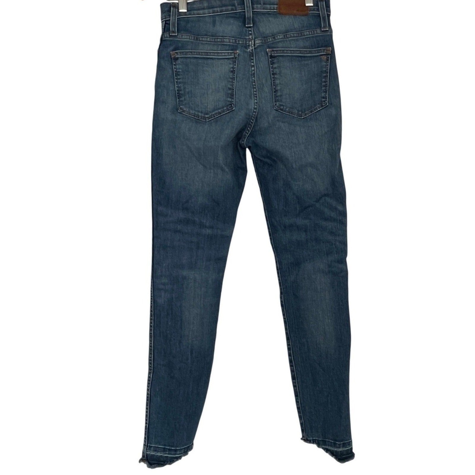 Madewell Women Blue Denim Jeans Button Fly Distressed Straight Leg Size 27