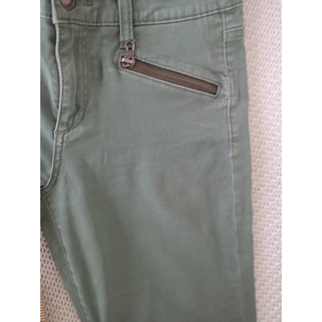 Joe's Jeans Rocker Skinny Olive Green Zipper Detail Stretch 28x31