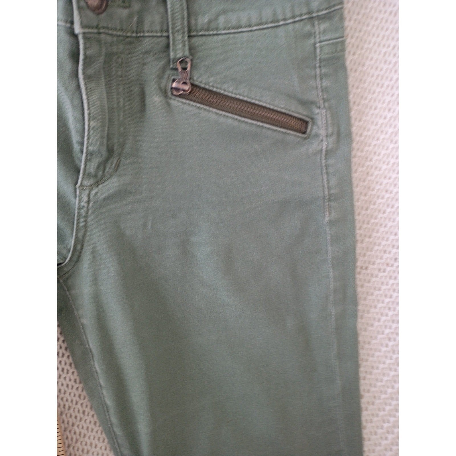 Joe's Jeans Rocker Skinny Olive Green Zipper Detail Stretch 28x31