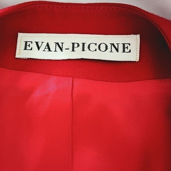 Evan Picone Red 100% Wool Blazer V Neck Timeless Career Chic 10