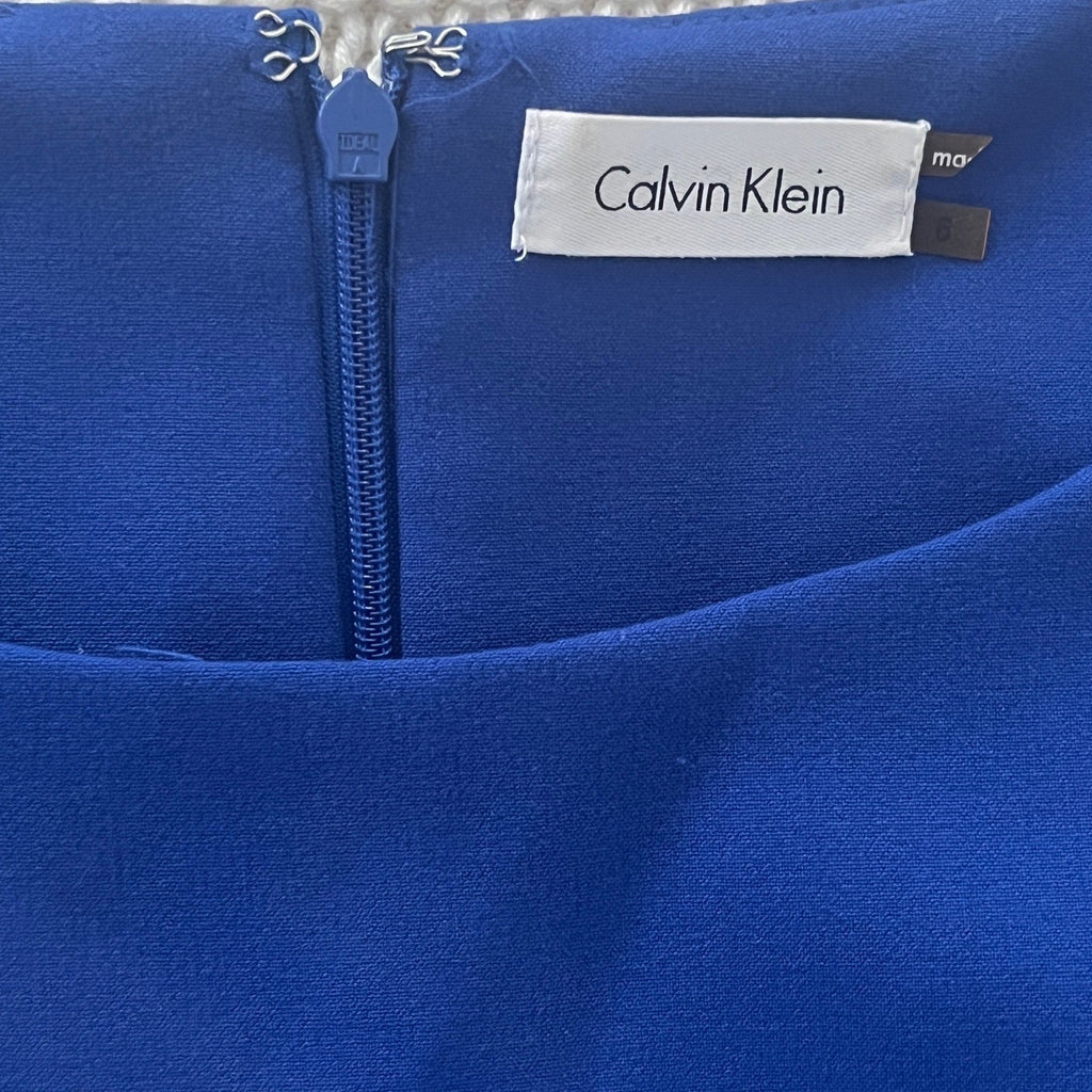 Calvin Klein Royal Blue Ruffle Sheath Dress Fits S