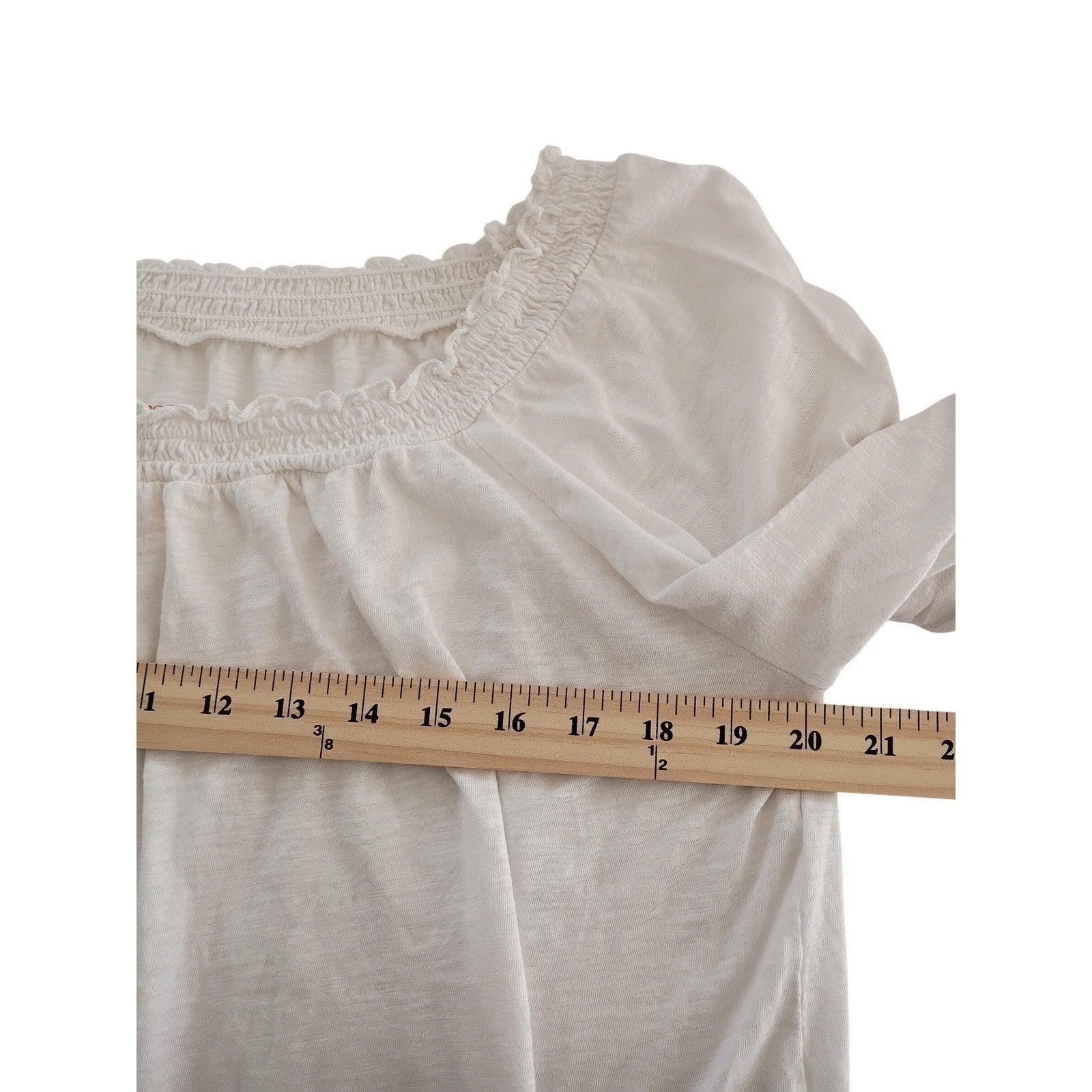 Knox Rose Off Shoulder Smocked Blouse Ivory Boho Peasant Top Women Size M
