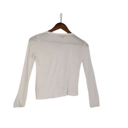 7 For All Mankind White Eyelet Grommet Top V Neck Long Sleeve Boho Blouse M