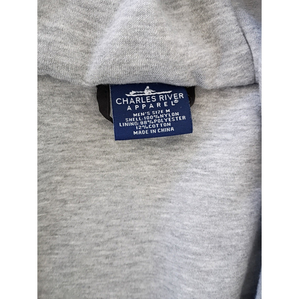 Charles River Apparel Mens Gray Hooded Windbreaker Jacket Size L AALR Logo