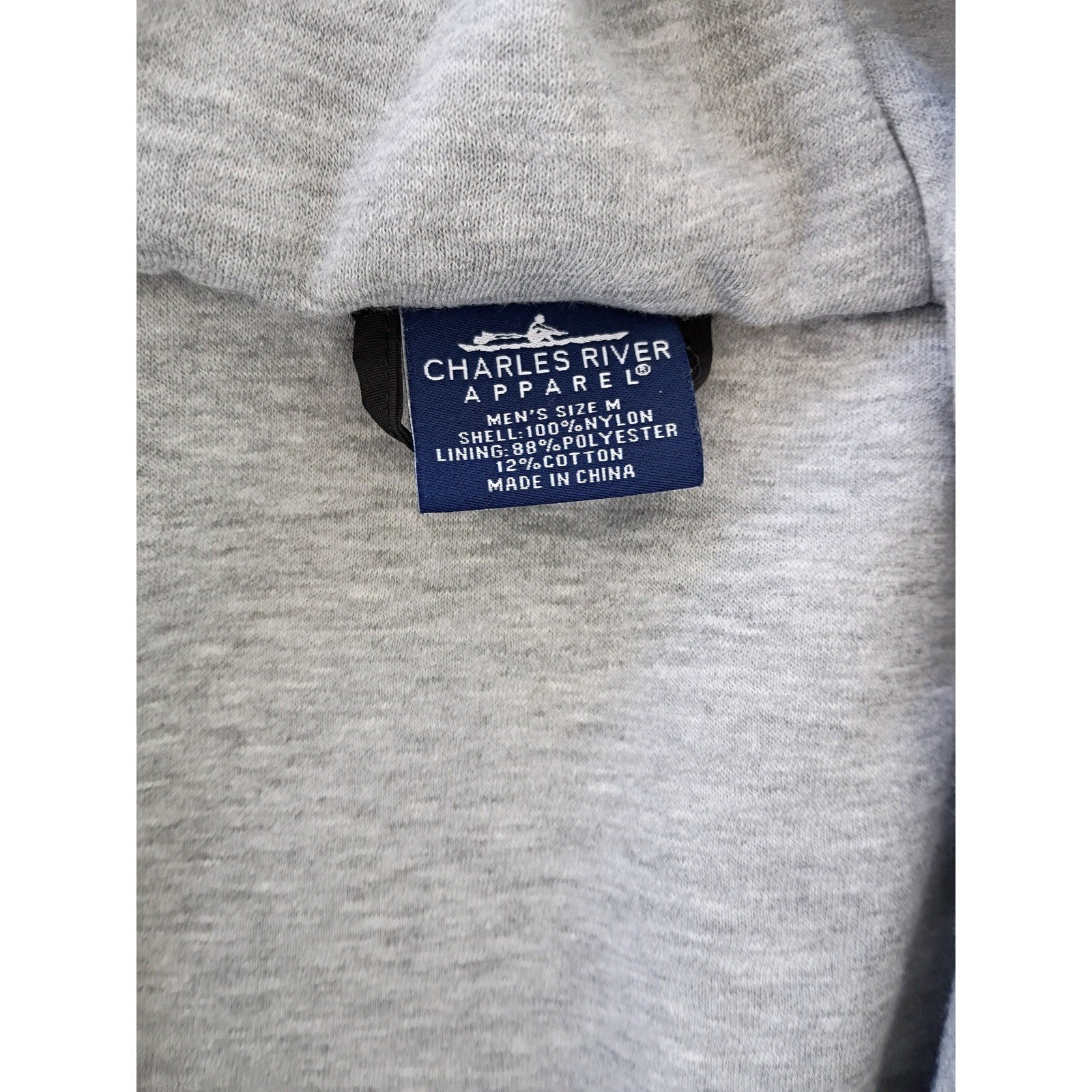 Charles River Apparel Mens Gray Hooded Windbreaker Jacket Size L AALR Logo