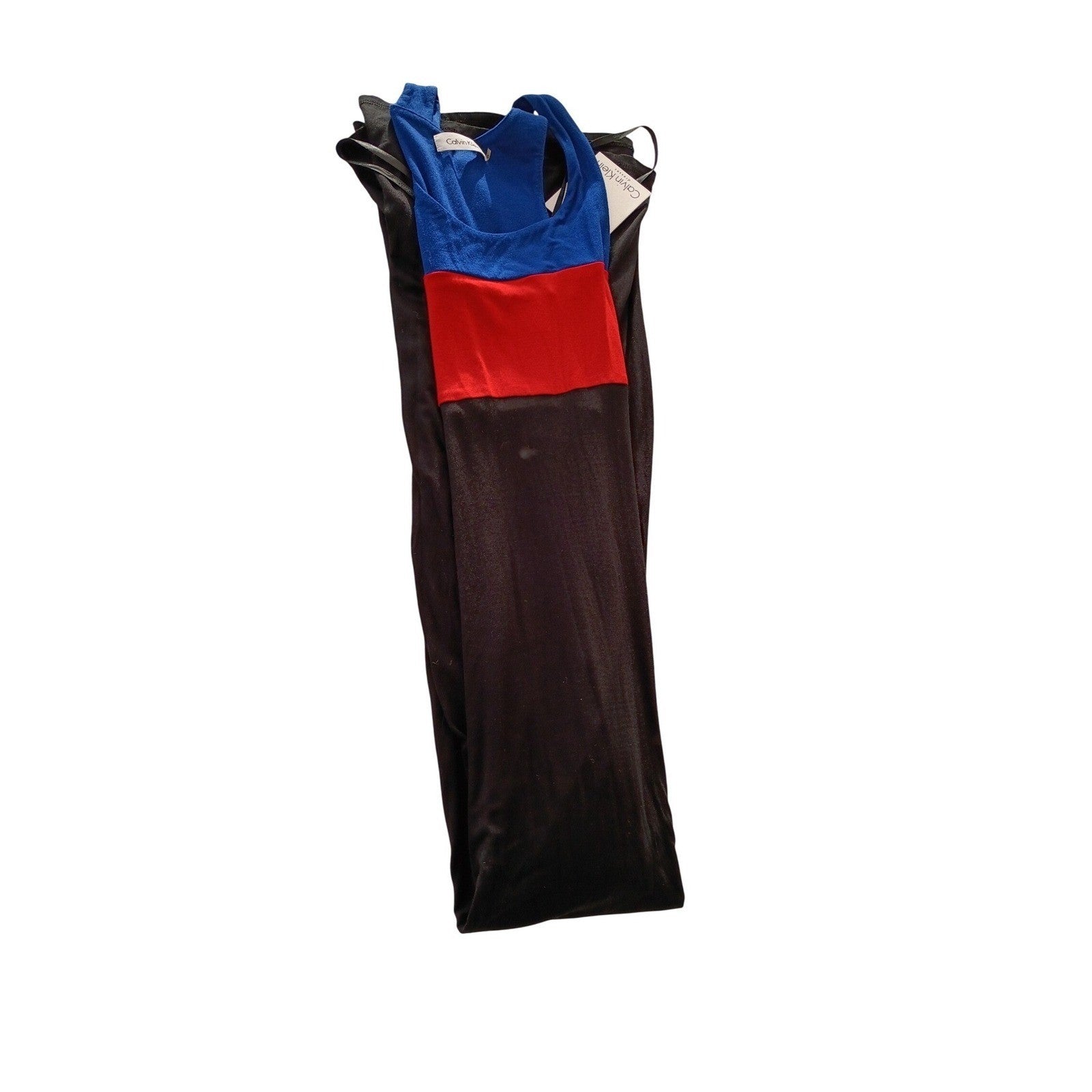 Calvin Klein Colorblock Maxi Dress Blue Red Black Sleeveless NWT 6/Small  Bold