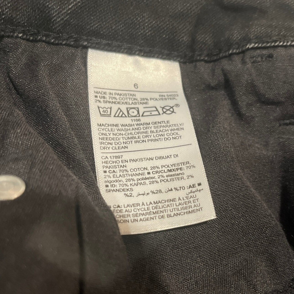 Old Navy Black Power Slim Straight High Rise Distressed Jeans Womens Size 6 / 28