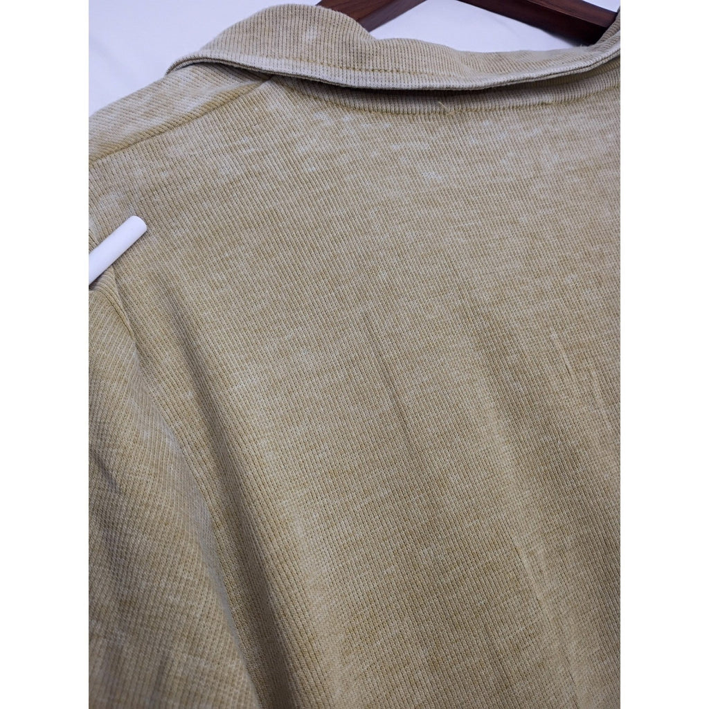 Jane + Delancey Mustard Ribbed Cotton Blend Polo Shirt M Classic Collar