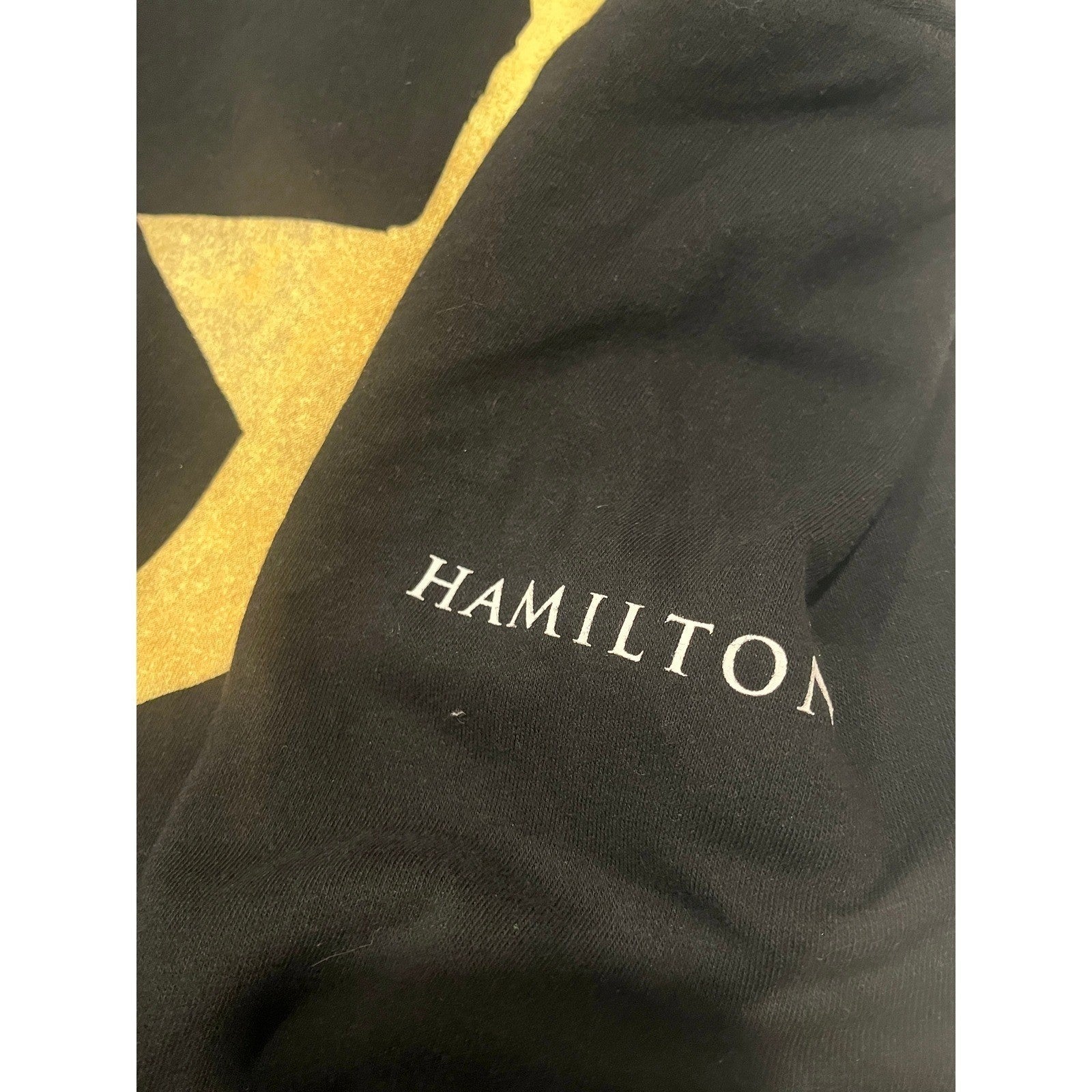 Hamilton NWOT Star Silhouette Hoodie Black Gold Musical Broadway Fan  Size XL