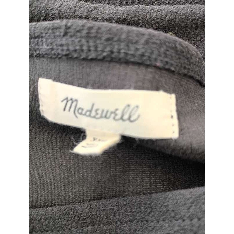 Madewell Romantic Soft Girl Black Square Neck Puff Sleeve Top Fitted Knit S