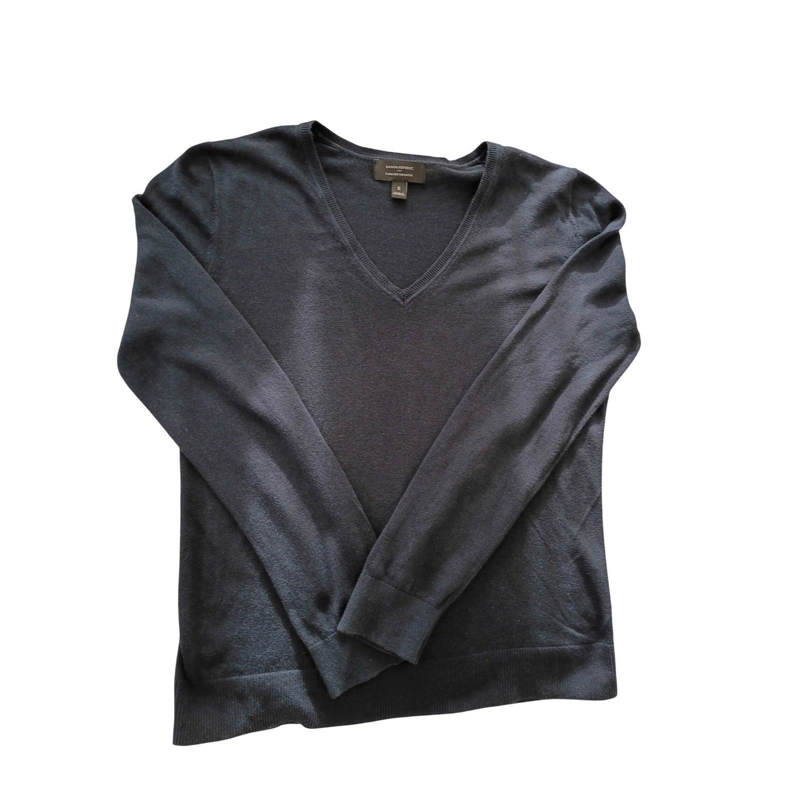 Banana Republic Factory Navy Forever V-Neck Sweater S Cotton Blend