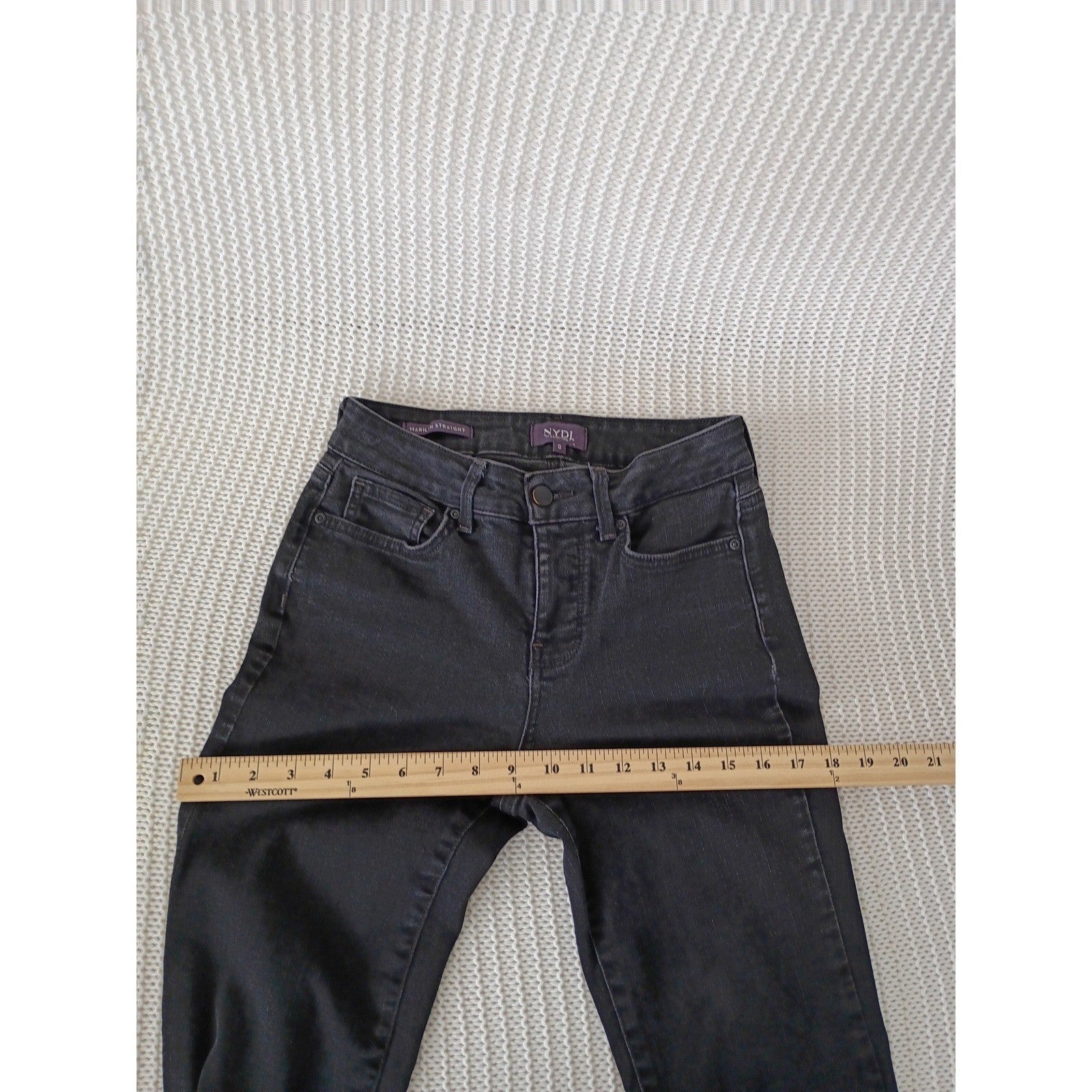 NYDJ Marilyn Straight Leg Jeans Faded Black Lift Tuck Technology 26x28 High Rise