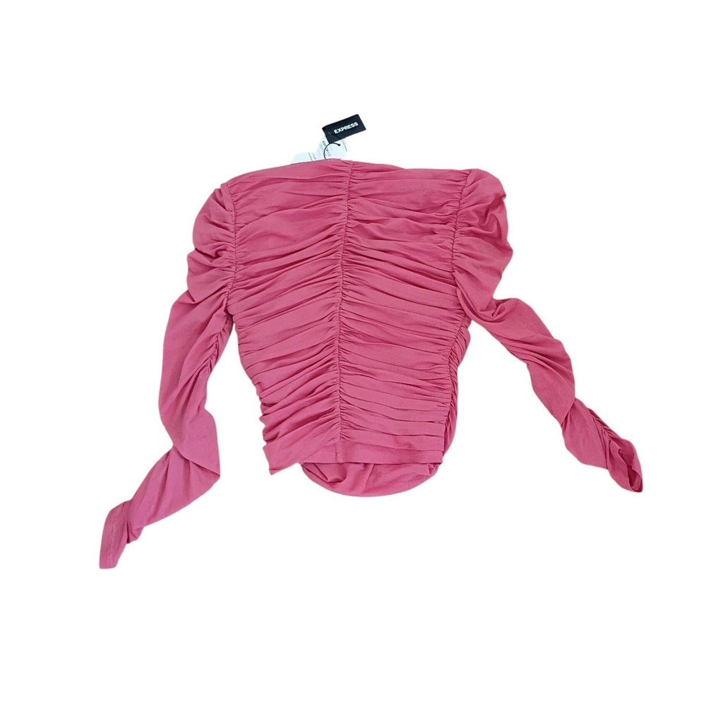 Express Body Contour Ruched Mesh Sweetheart Top Dark Rose Pink XS NWT