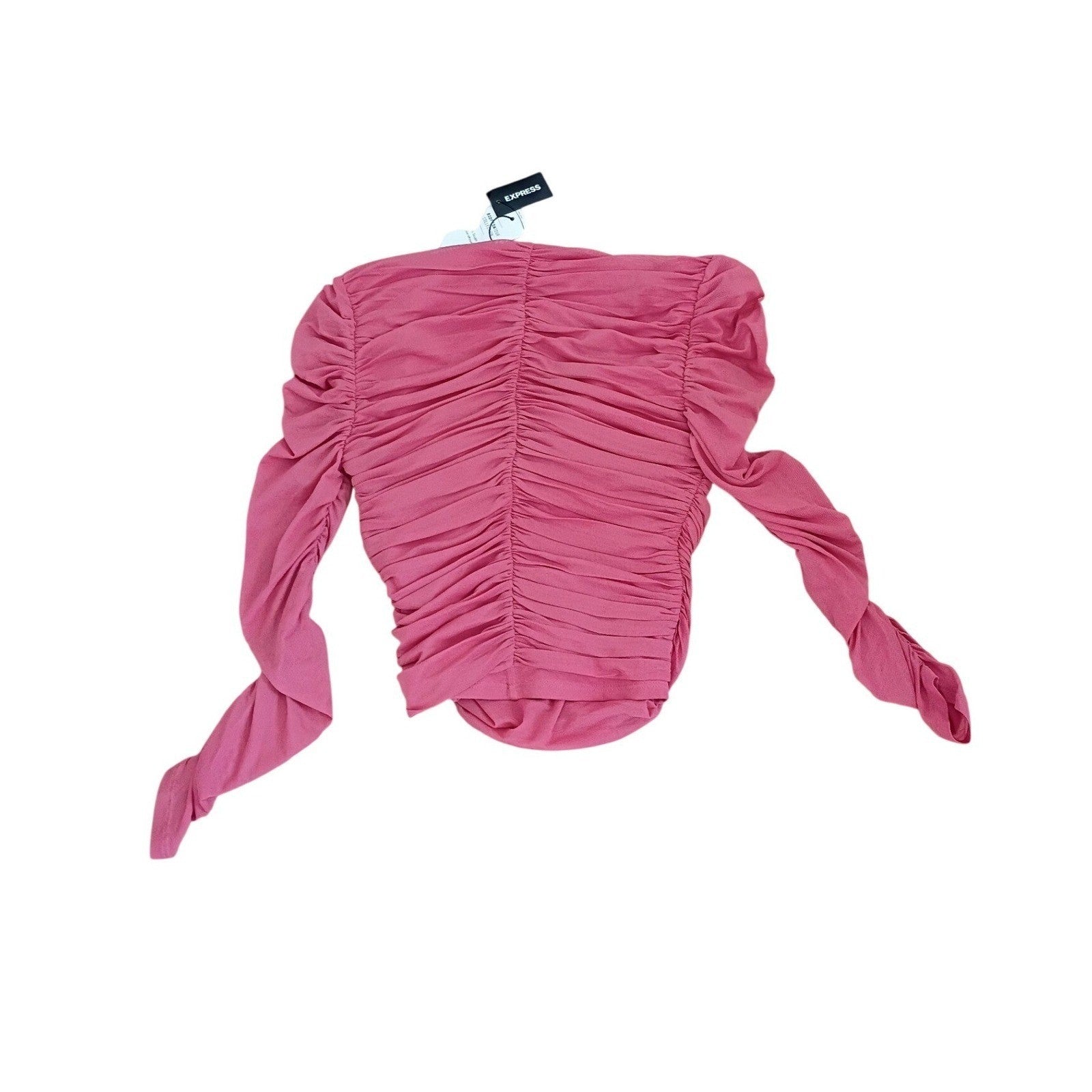 Express Body Contour Ruched Mesh Sweetheart Top Dark Rose Pink XS NWT