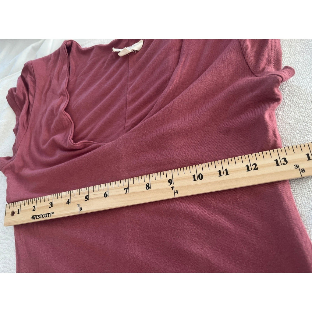 See You Monday Burgundy Knit Midi Dress Short Slve Everyday Casual Minimalist S