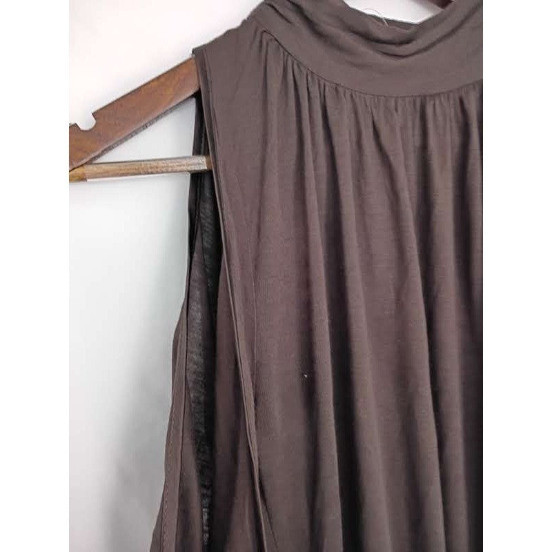 NWT ARDEN B. Y2K Chic Brown Halter Neck Tie Top Ruched Long Sleeve Fits S