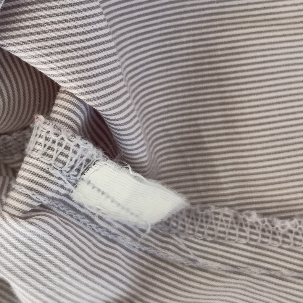 ZARA Classic Grey White Micro Stripe Button Down Shirt Contrast Cuff Fits S/M