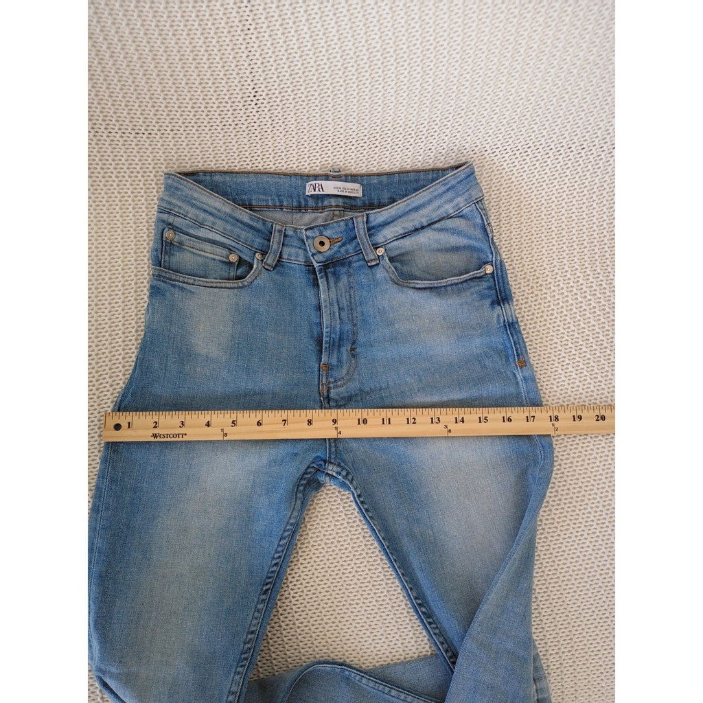 Zara Vintage Fade Slim Straight Jeans Mens 26x27 Distressed Denim