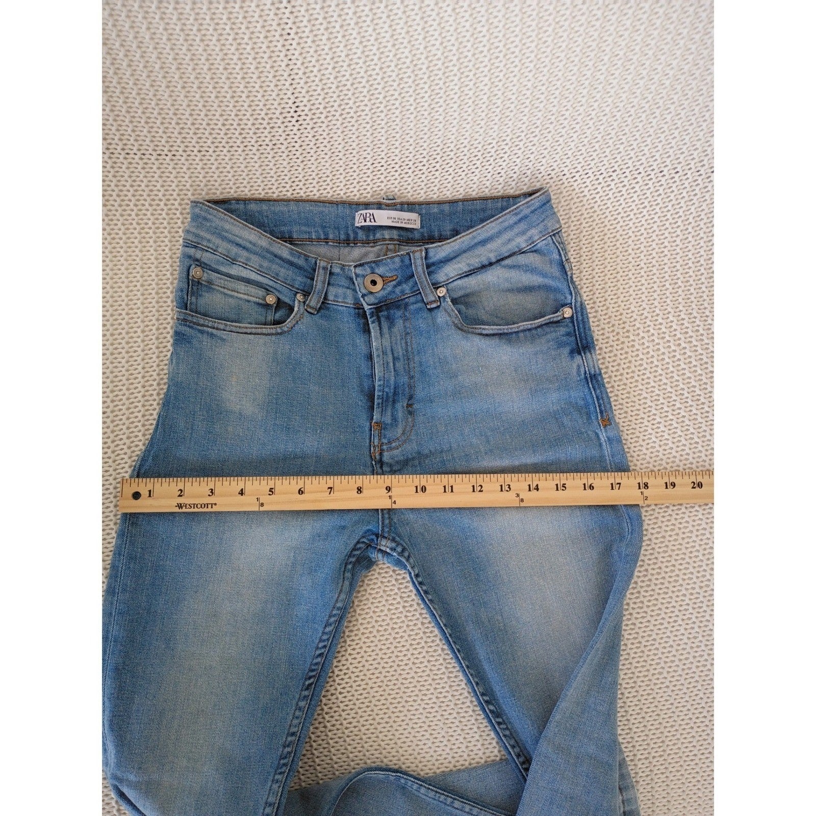 Zara Vintage Fade Slim Straight Jeans Mens 26x27 Distressed Denim