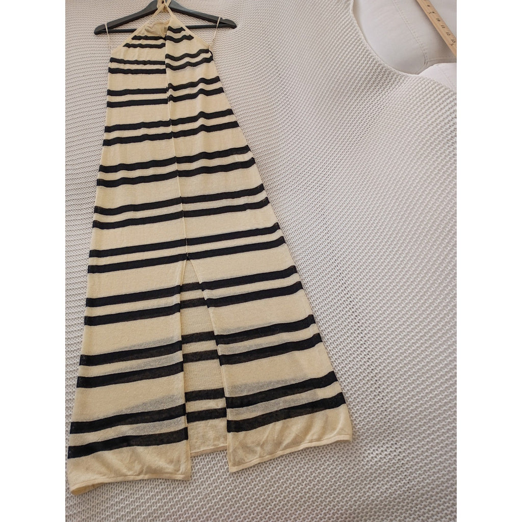 Zulu & Zephyr Striped Organic Linen Halter Maxi Dress Fits S NWOT $230 Coastal