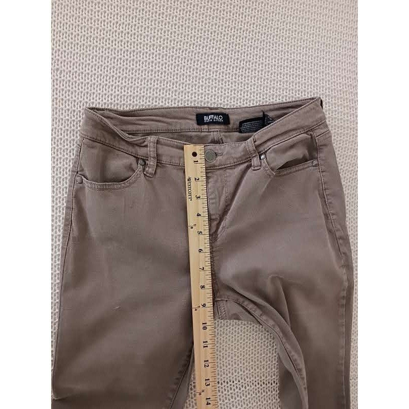 Buffalo David Bitton Womens Skinny Pants Taupe Brown Stretch Sz 6/28x27 Mid Rise