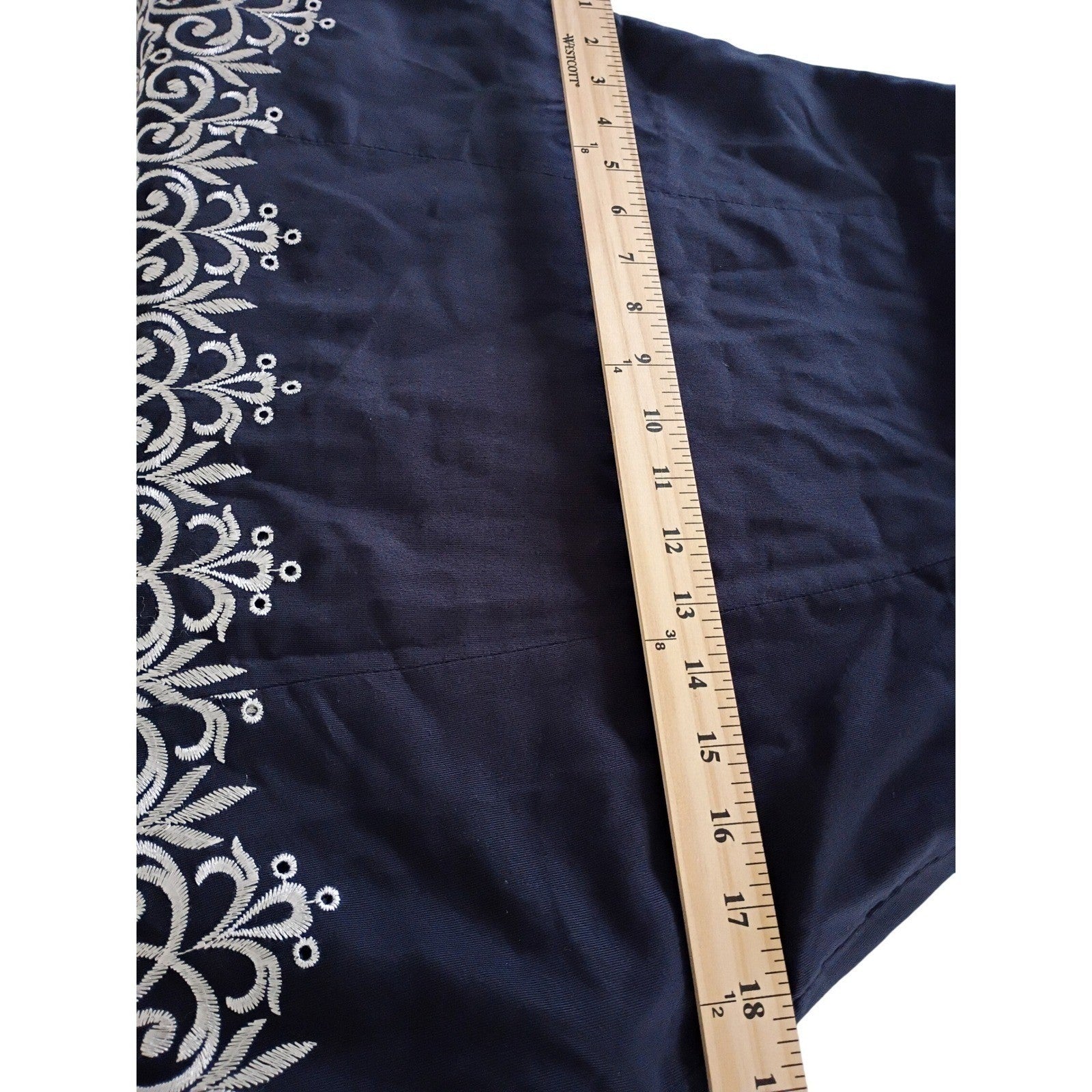 Ann Taylor Navy Blue Strapless Embroidered A-Line Dress Small 100% Cotton Summer