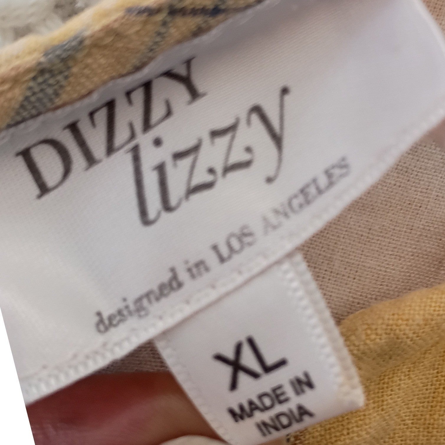 Dizzy Lizzy Yellow Plaid Lace Up Back Puff Sleeve Crop Top XL Cotton Cottagecore