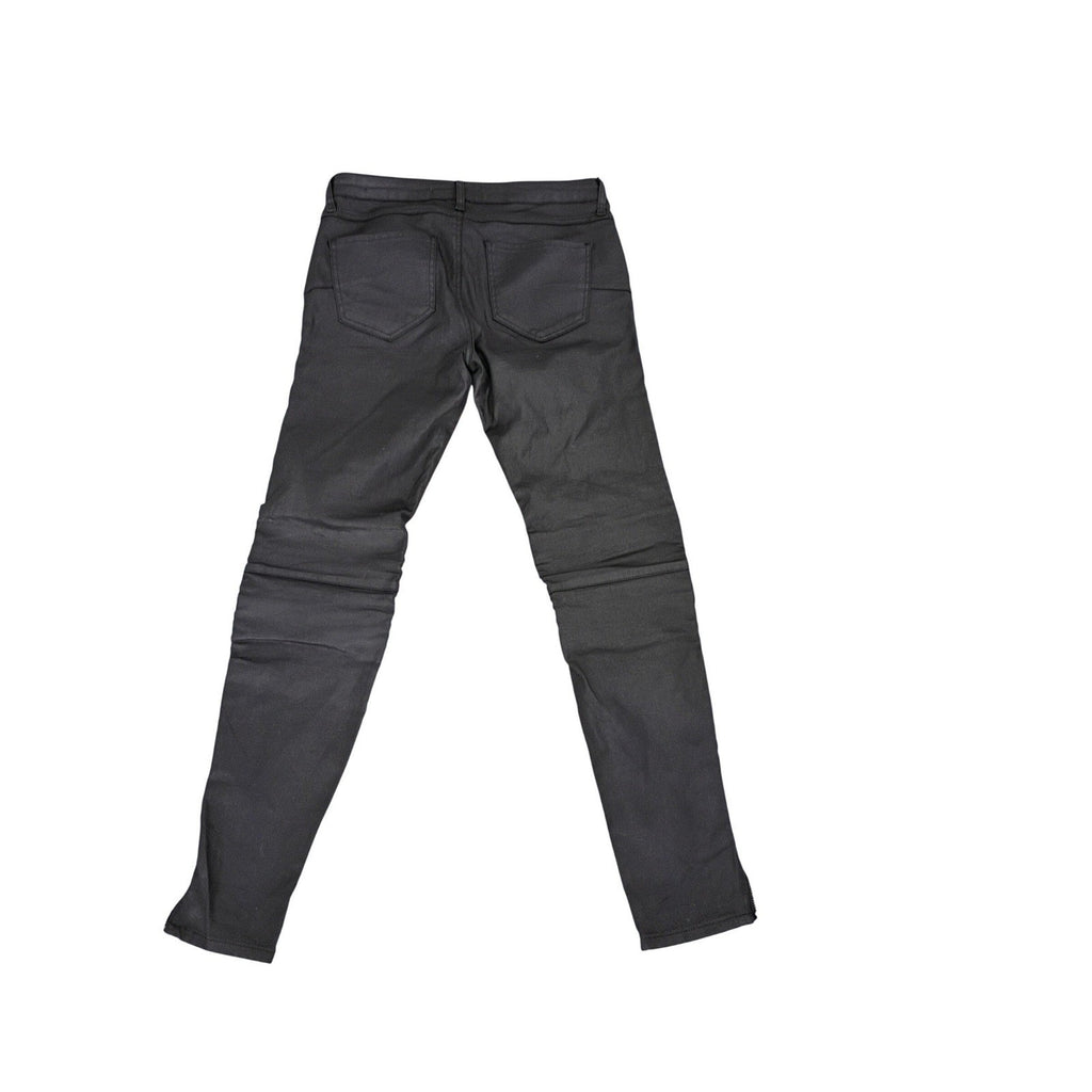 Zara Black Coated Moto Pants 28x28 Night Out Sleek Faux Leather Biker Ankle Zip