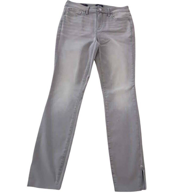NYDJ Ami Lift Tuck Tech Skinny Jeans Grey Raw Hem Ankle Slit 28x29 Casual Chic