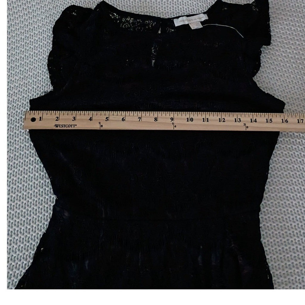 Monteau Black NWOT Coquette Lace Ruffle Sleeve Fit Flare Dress Elegant Feminine