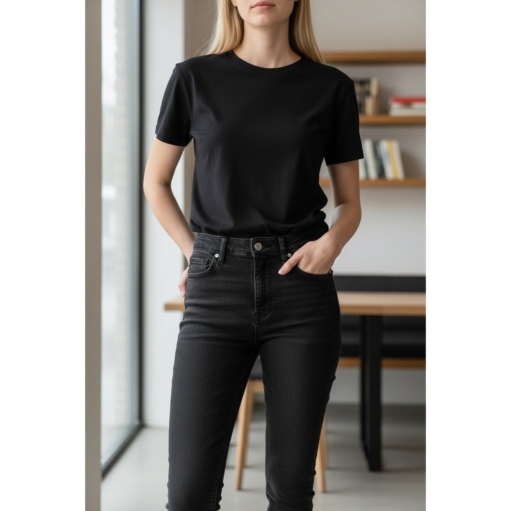 H&M Black Skinny Jeans 29x29 Coupe Moulante Minimalist Chic Dark Wash Versatile
