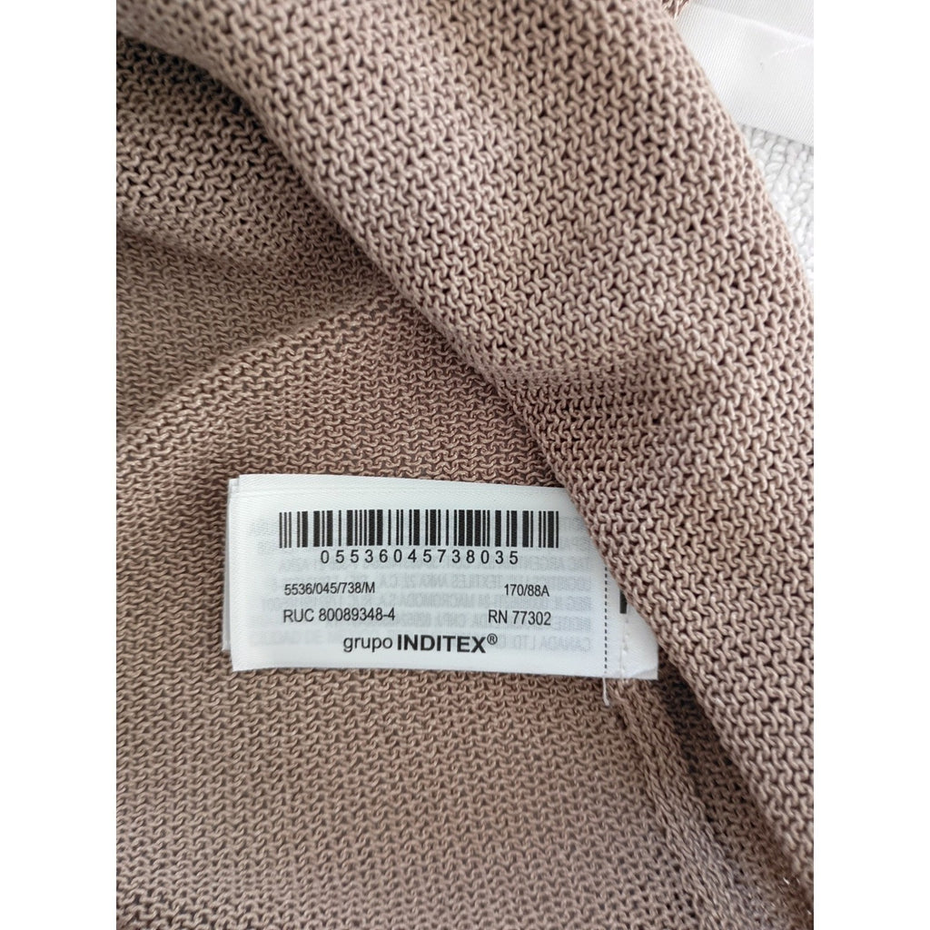 ZARA Knit V-Neck Camisole Tank Top Taupe M Minimalist Neutral Chic