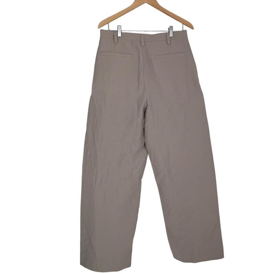 ZARA NWT Beige Linen Blend Wide Leg Trousers High Rise Button Fly 31 Minimalist