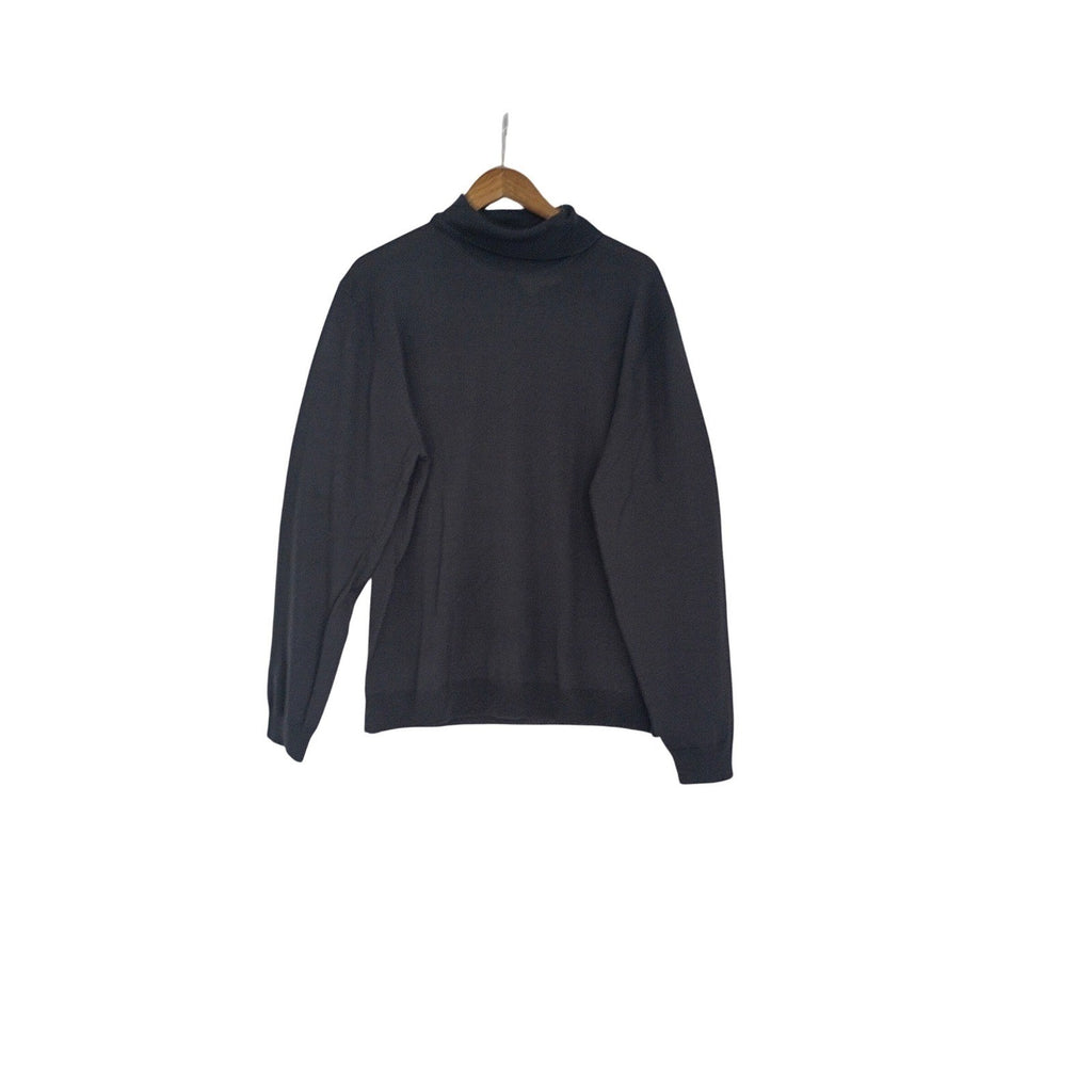 Banana Republic Extra Fine Italian Merino Wool Turtleneck Sweater Men XL Dk Grey