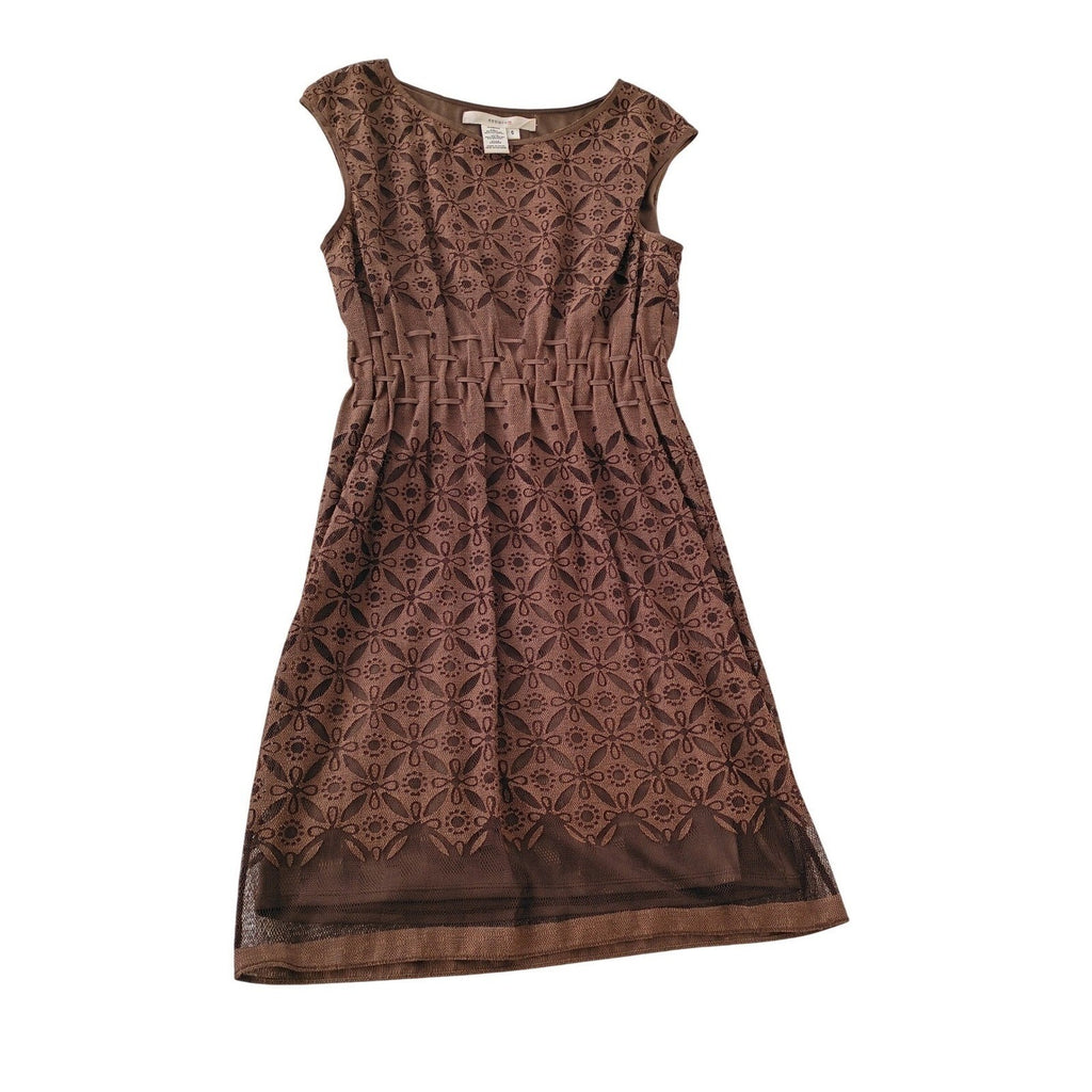 Studio M Brown Fairy Grunge Lace Sheer Mesh Dress Sleeveless Y2K S