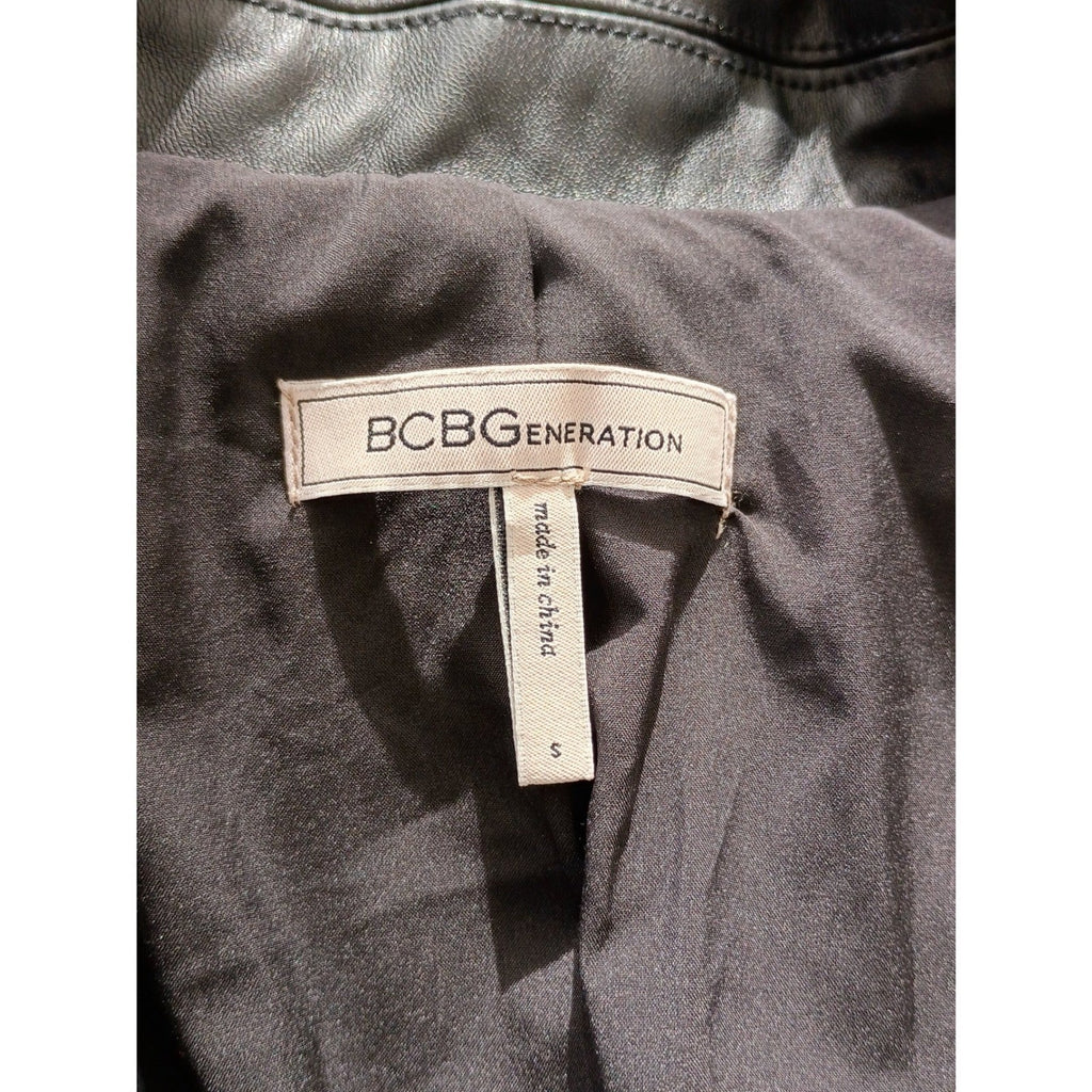BCBGeneration Black Faux Leather Blazer Jacket S Small 38 Single Button Y2K Chic
