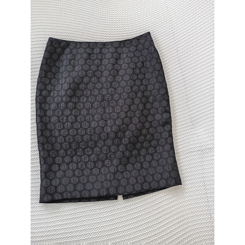 Maeve Anthropologie Black Textured Polka Dot Jacquard Pencil Skirt Medium 8
