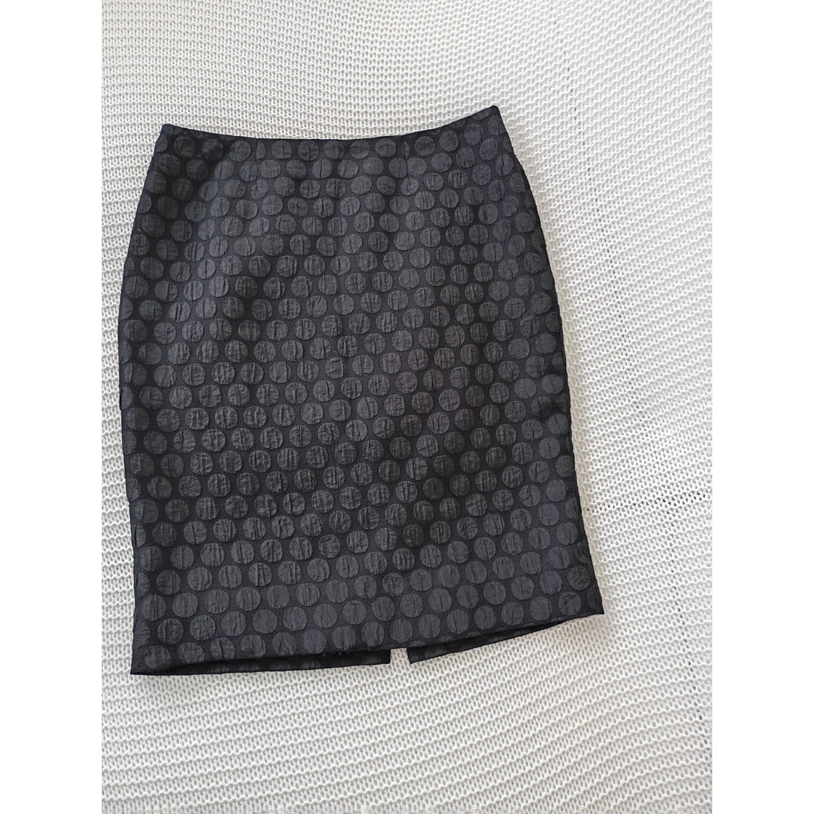 Maeve Anthropologie Black Textured Polka Dot Jacquard Pencil Skirt Medium 8
