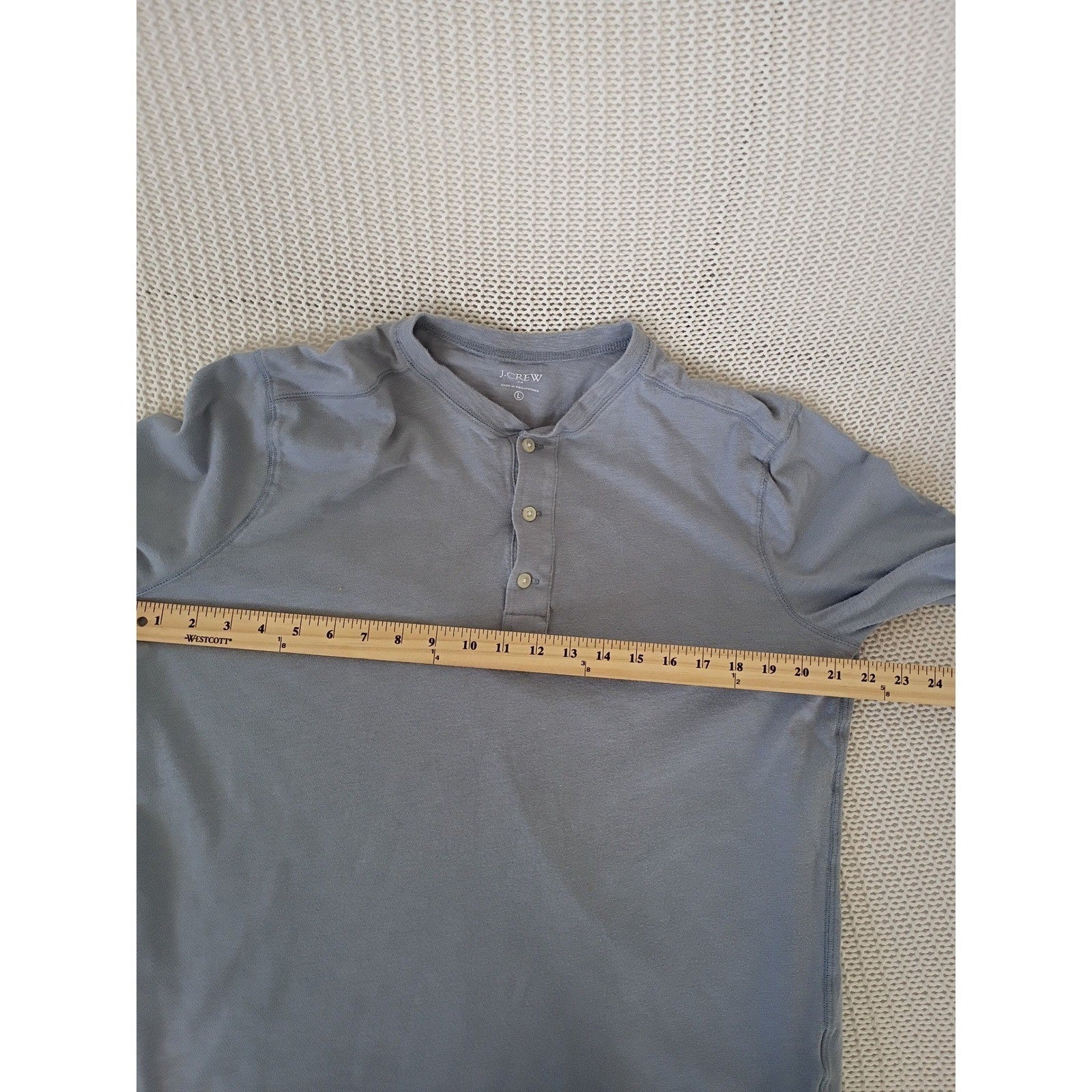 J.Crew Blue Henley Shirt Long Sleeve Re-Imagined Cotton Top Classic Casual L