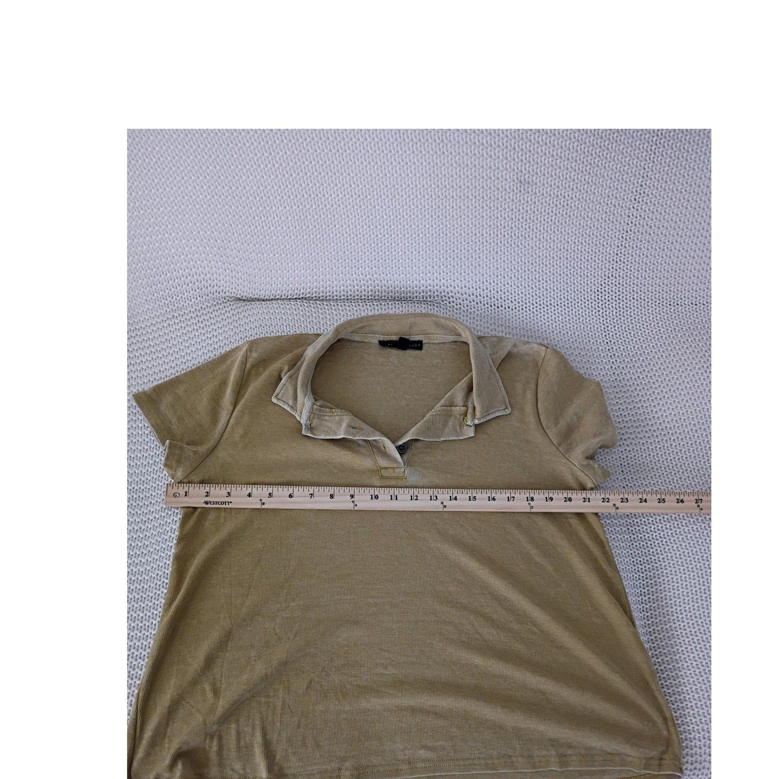 Jane + Delancey Mustard Ribbed Cotton Blend Polo Shirt M Classic Collar