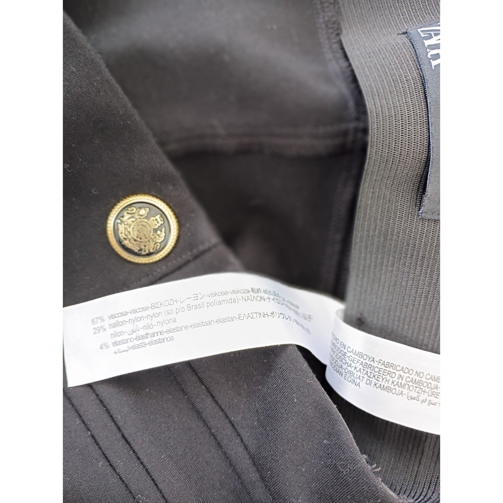 Zara Black Nautical Super High Waist Sailor Style Button Detail Pants M