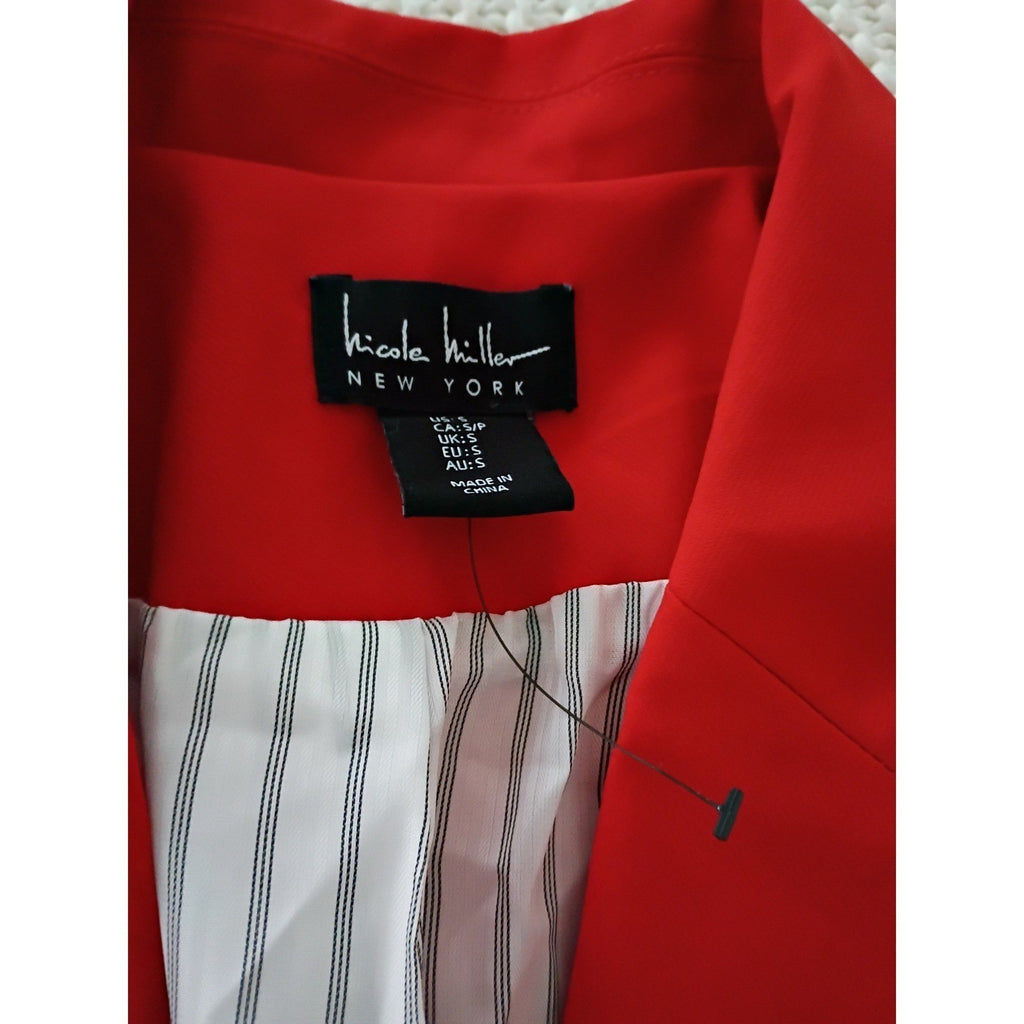Nicole Miller New York Red Button Tailored Blazer Jacket Size S-NWOT $118